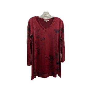 Jess and Jane Red Floral Tunic Top